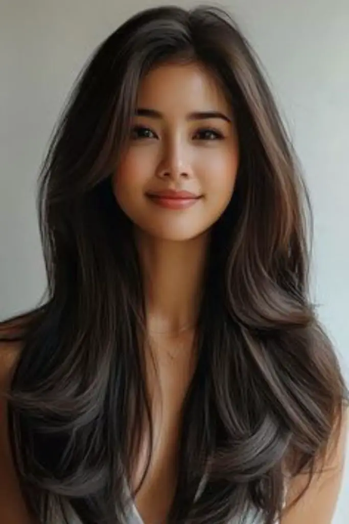 "Layered silk press with added volume."