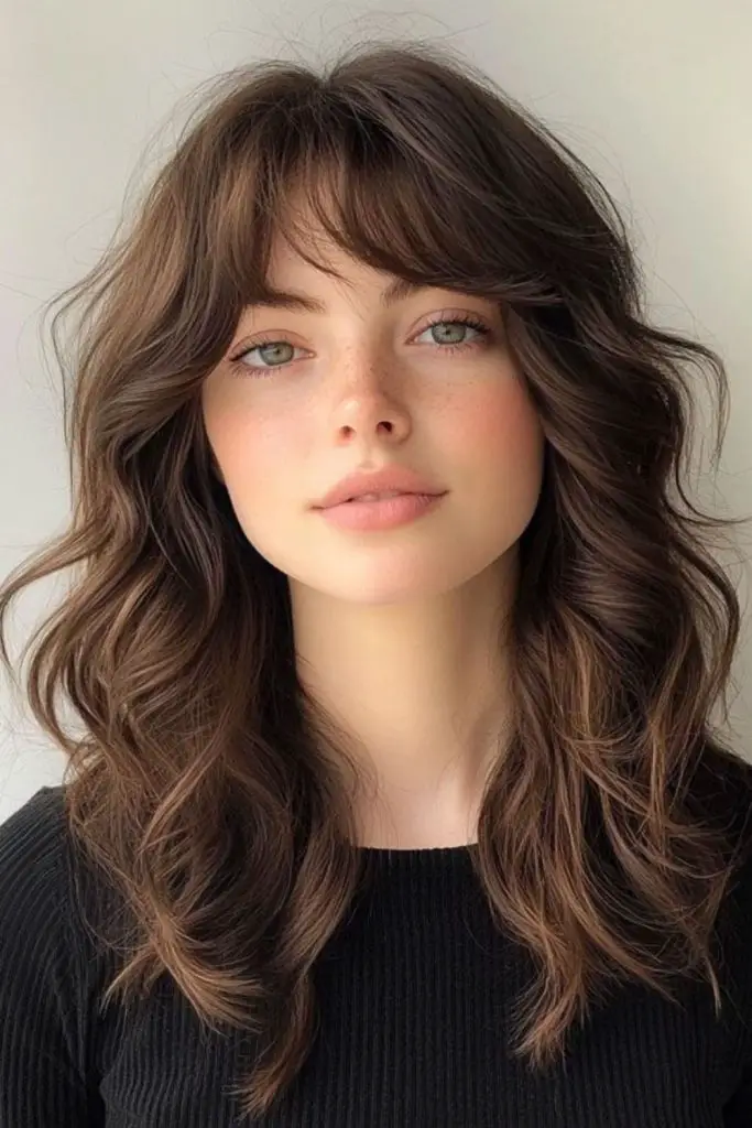 Soft fringe with layered waves for texture.