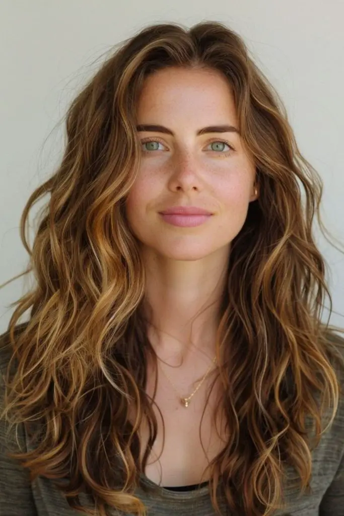 Beachy waves with textured, tousled ends.