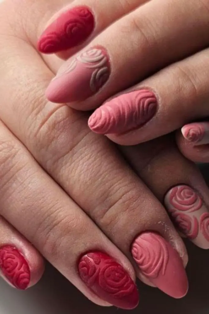Dusty rose nails with cool undertones.