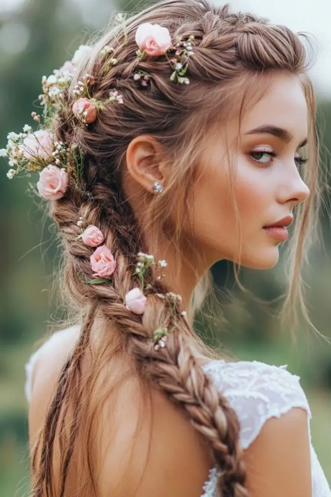 "Effortlessly messy braids for a boho look."