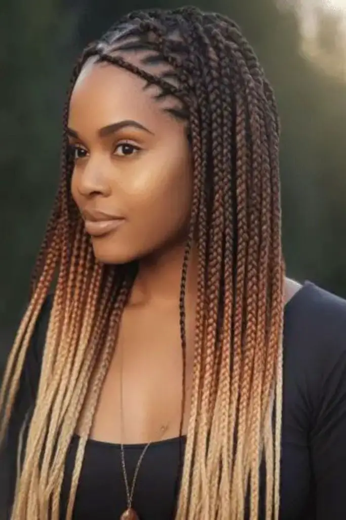 Gradient ombre braids for vibrant summer vibes.