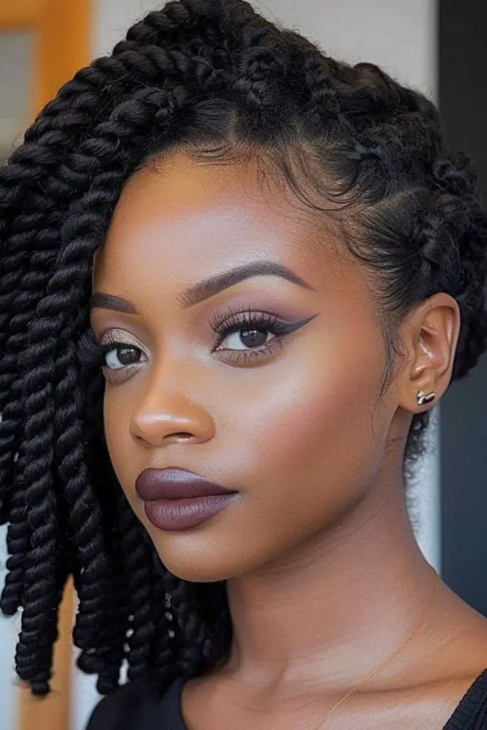 Neatly pinned-up twists for a refined look.