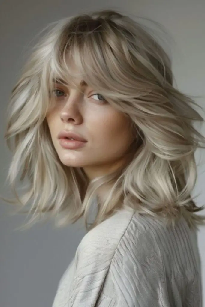 Platinum tousled curls for carefree vibes.