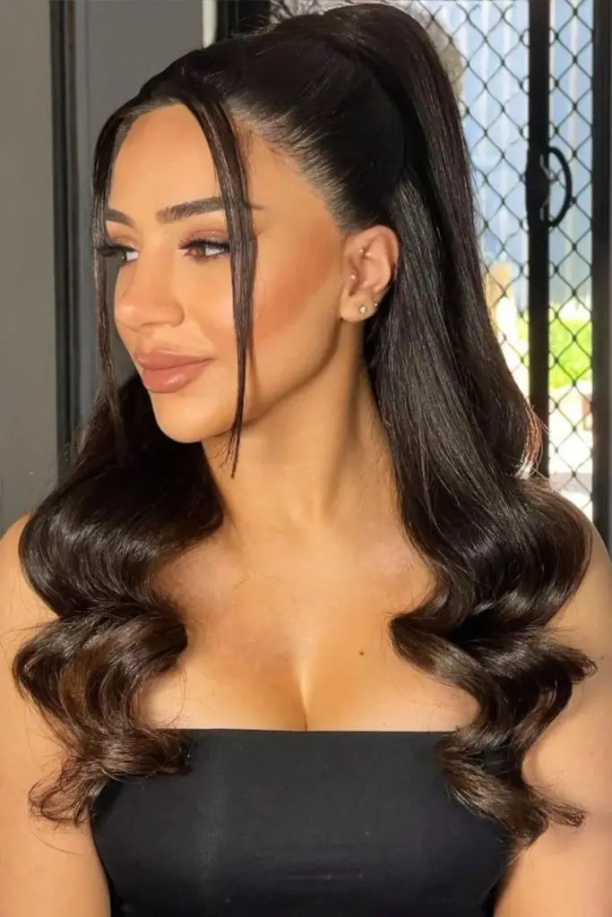 "Silk press with chic half-up style."