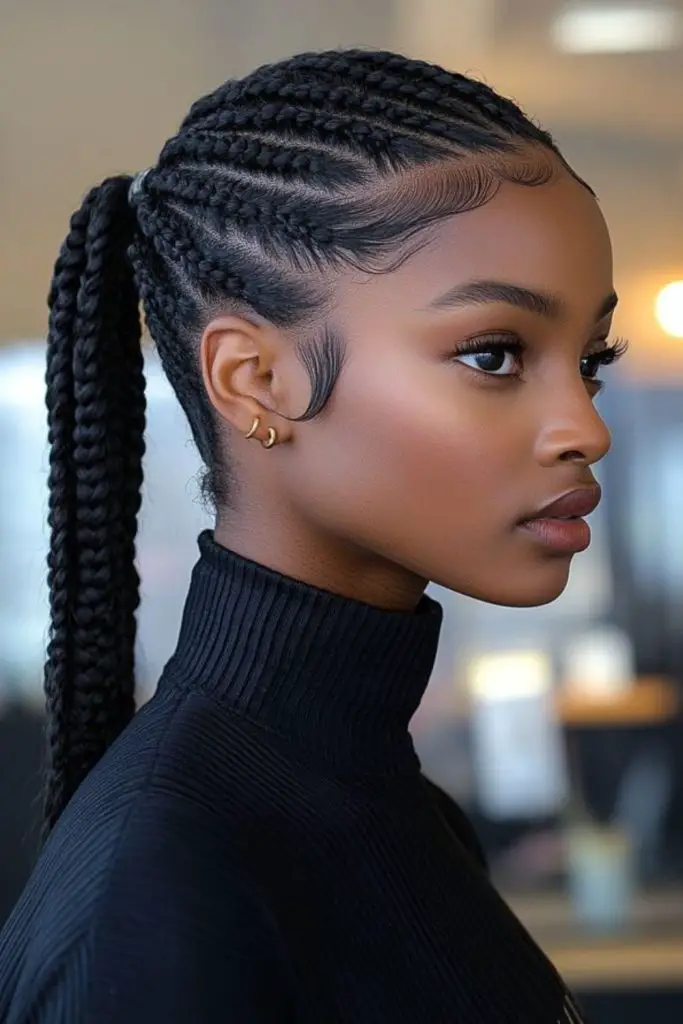 Sculptural cornrow designs for innovative styling.