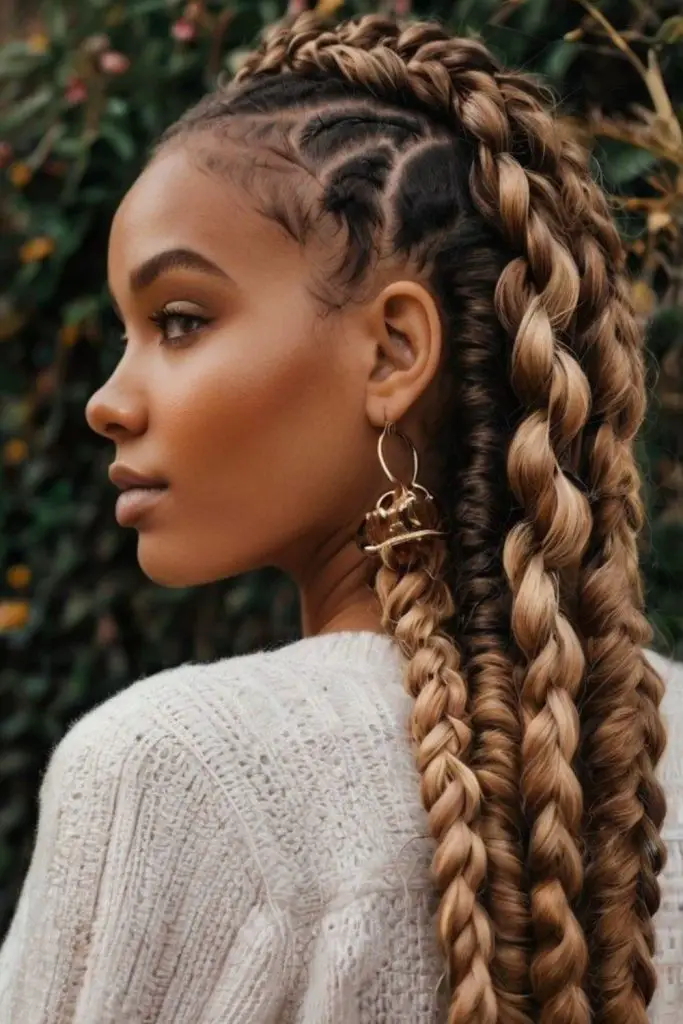 Braided halo with twists for a romantic look.