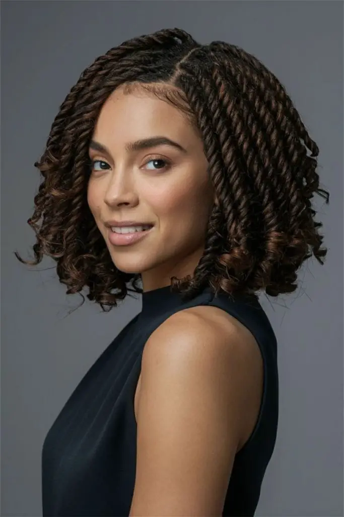 Soft halo twist with carefree, loose ends.