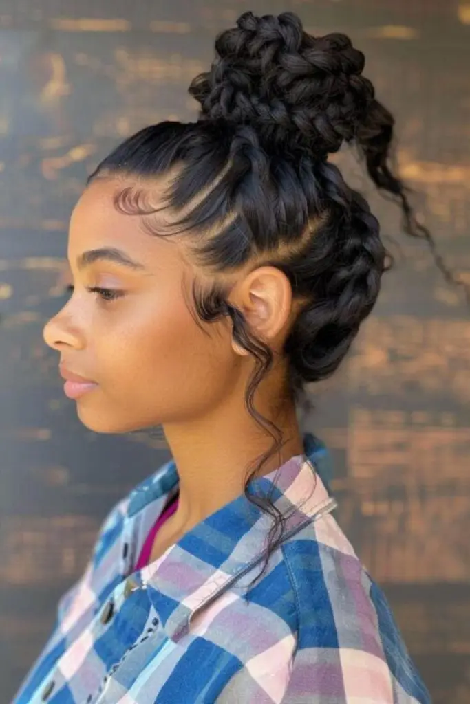 Casual twisted messy bun for effortless style.