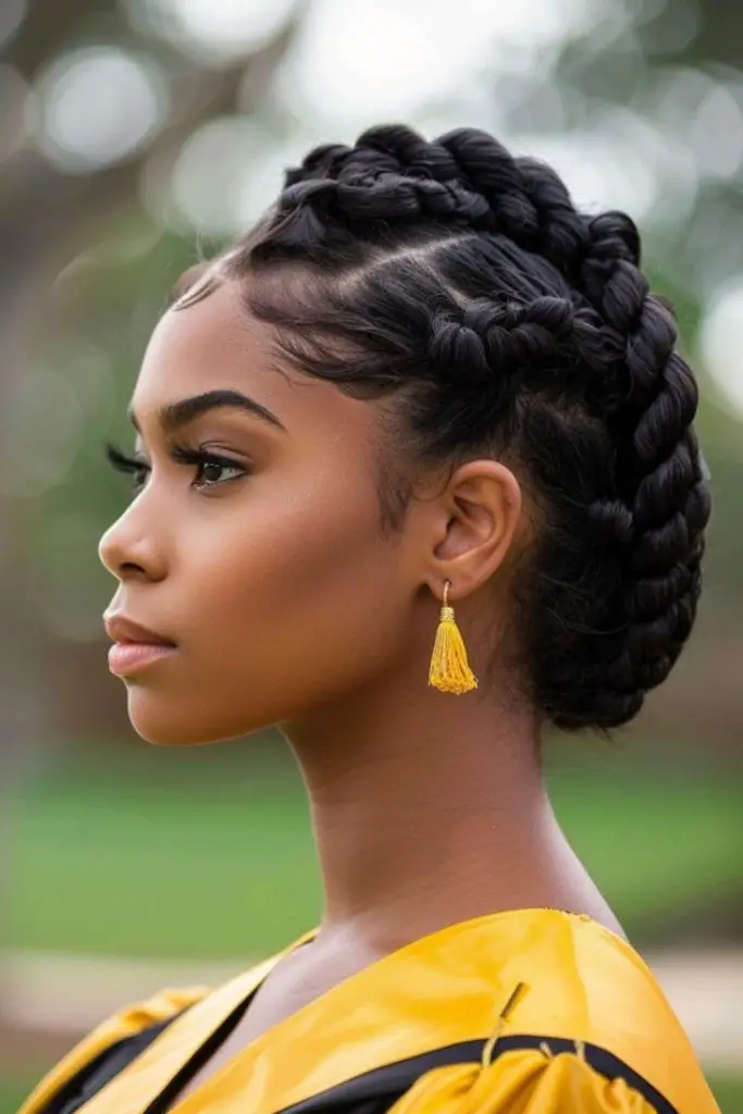 Elegant twisted updo for summer elegance.