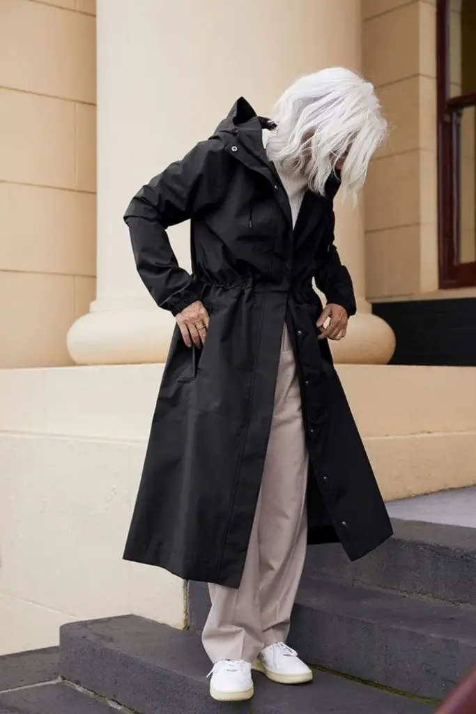 Boho-inspired raincoat adds free-spirited charm and comfort.