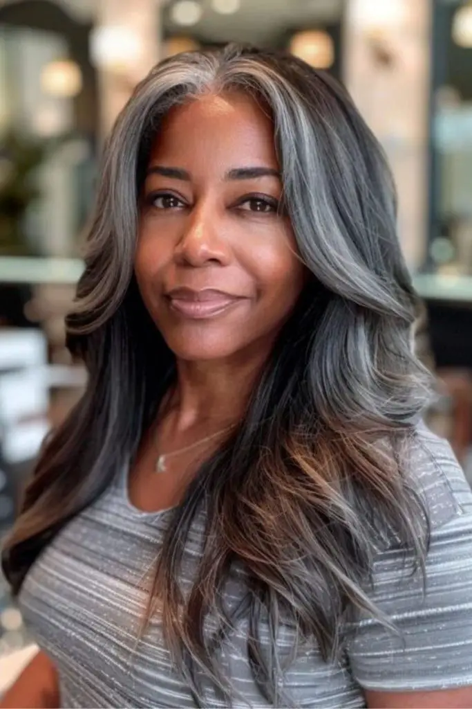 Soft gray waves with silver-tinged ends for beauty.