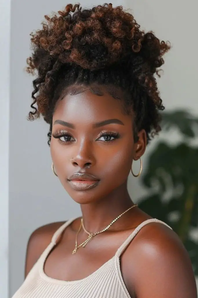 Effortless, voluminous bun styled with wool.