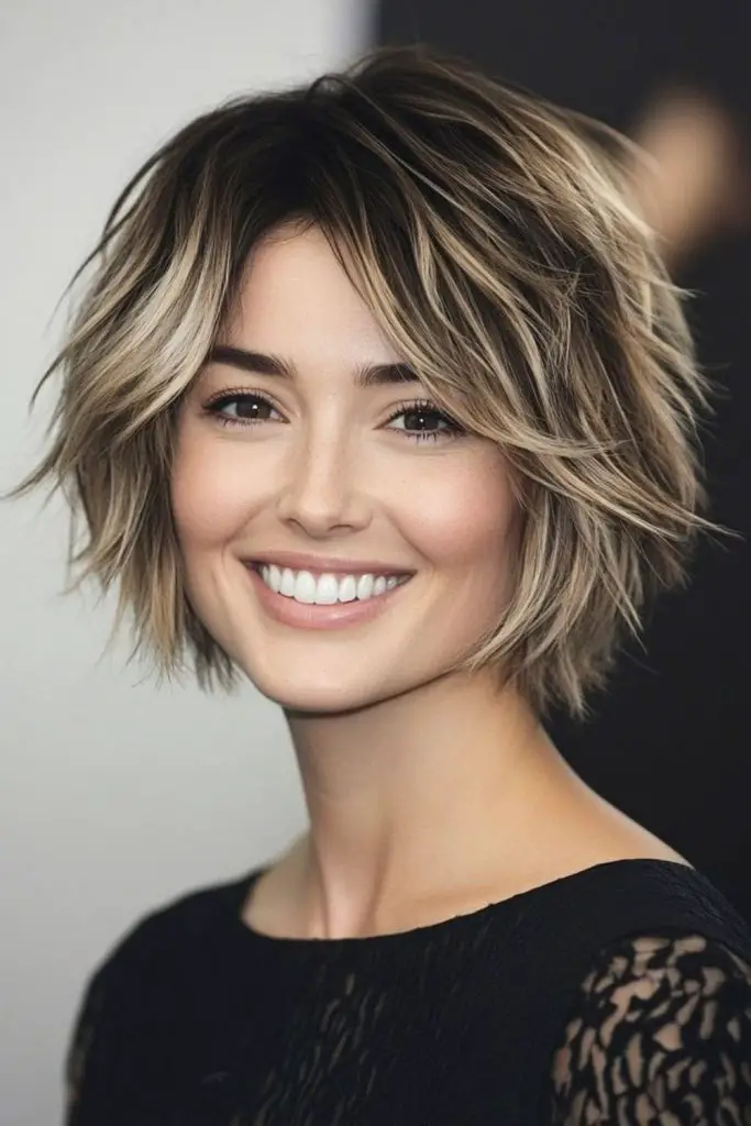 Razor-cut bob with effortless movement.