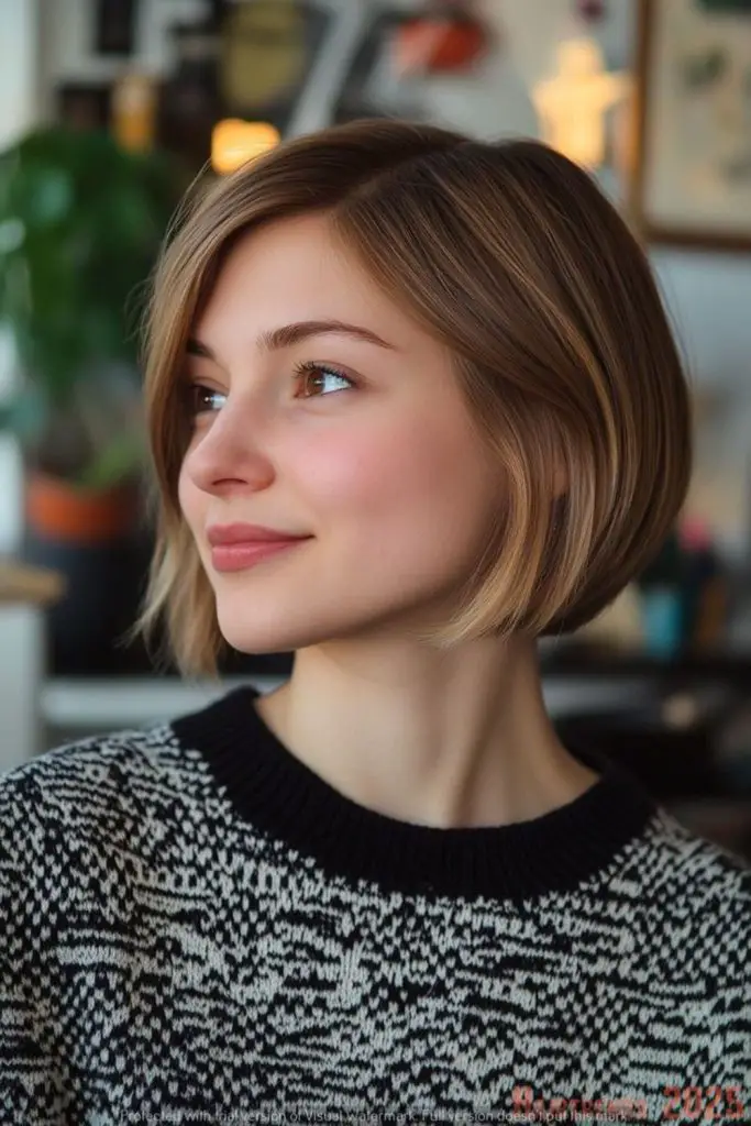 Sun-kissed balayage bob with depth.