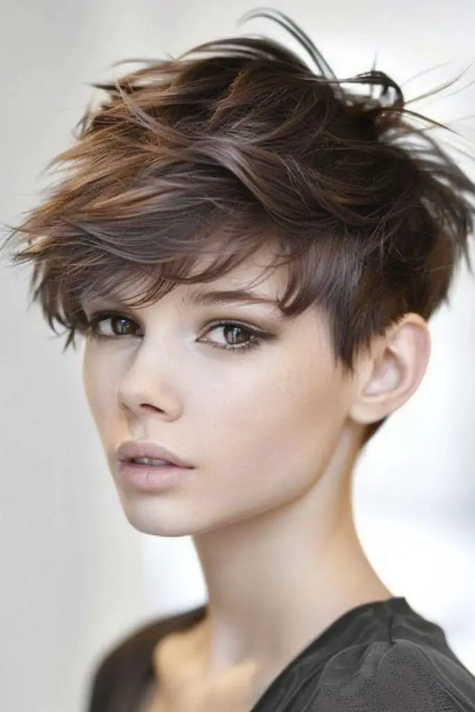 Jagged pixie layers with bold texture.