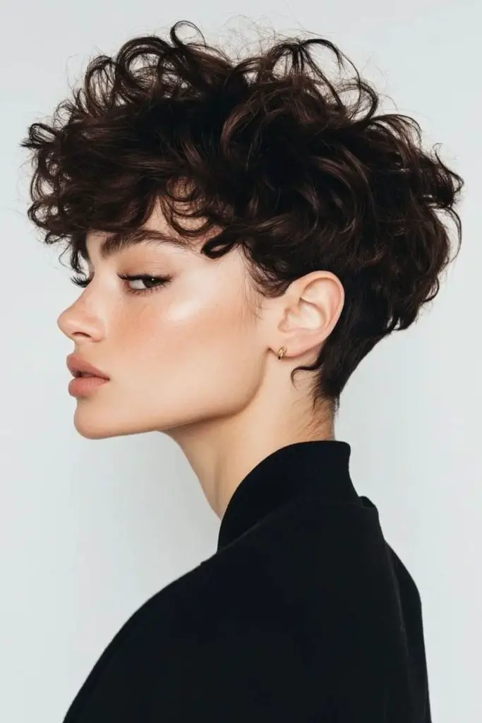 Short, voluminous curls with natural bounce.