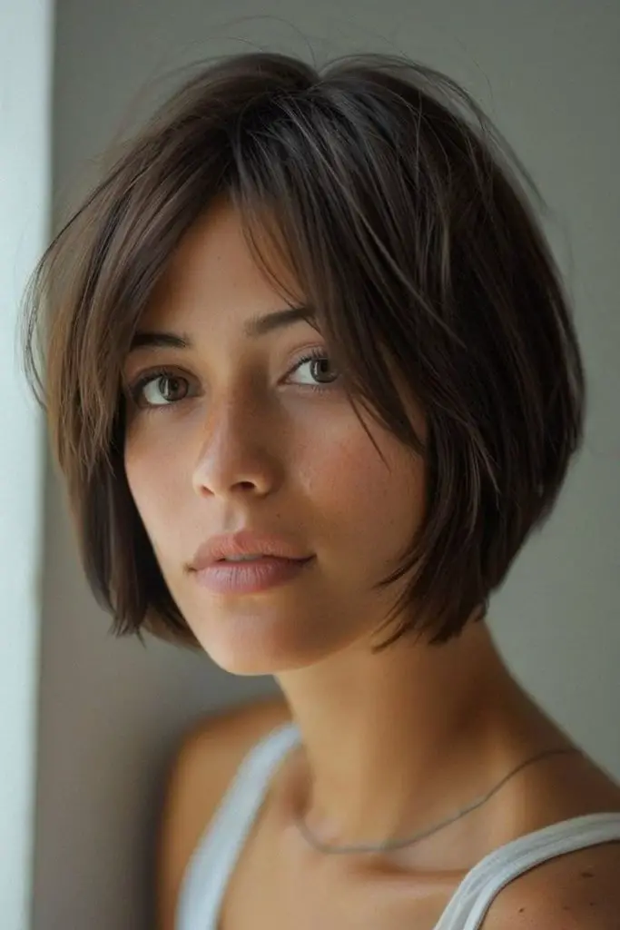 Messy textured bob with styled waves.
