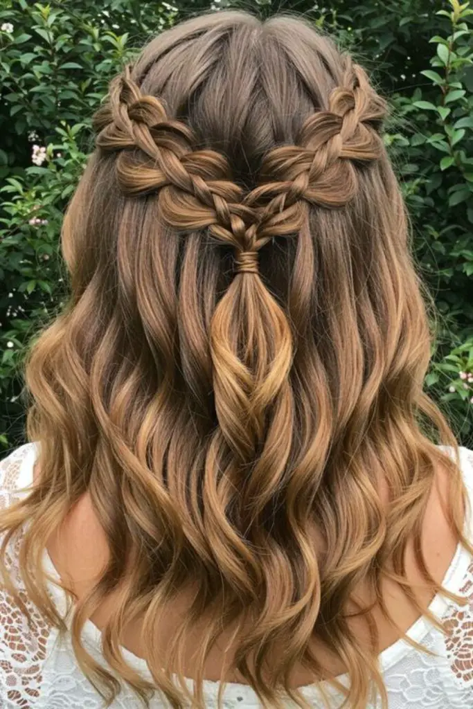 Soft waterfall braid with wispy waves.