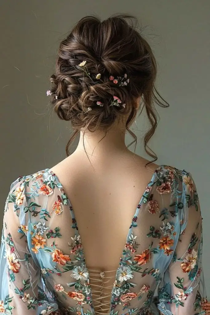 Mystical twisted updo with glowing tendrils.