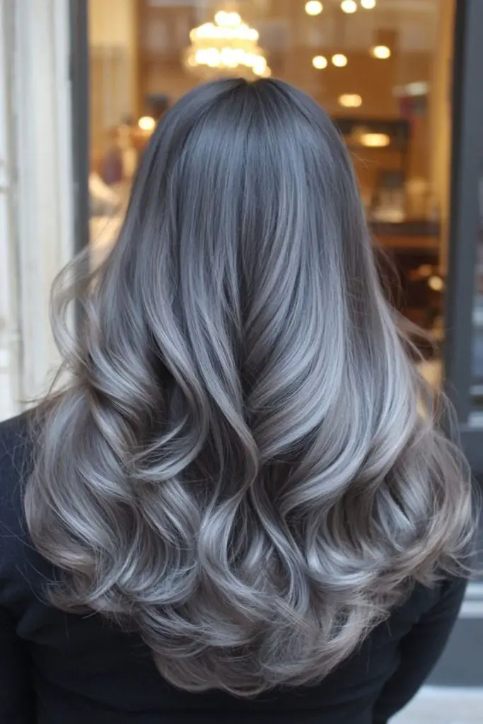 Ash-blonde infusion for dimensional gray hair.