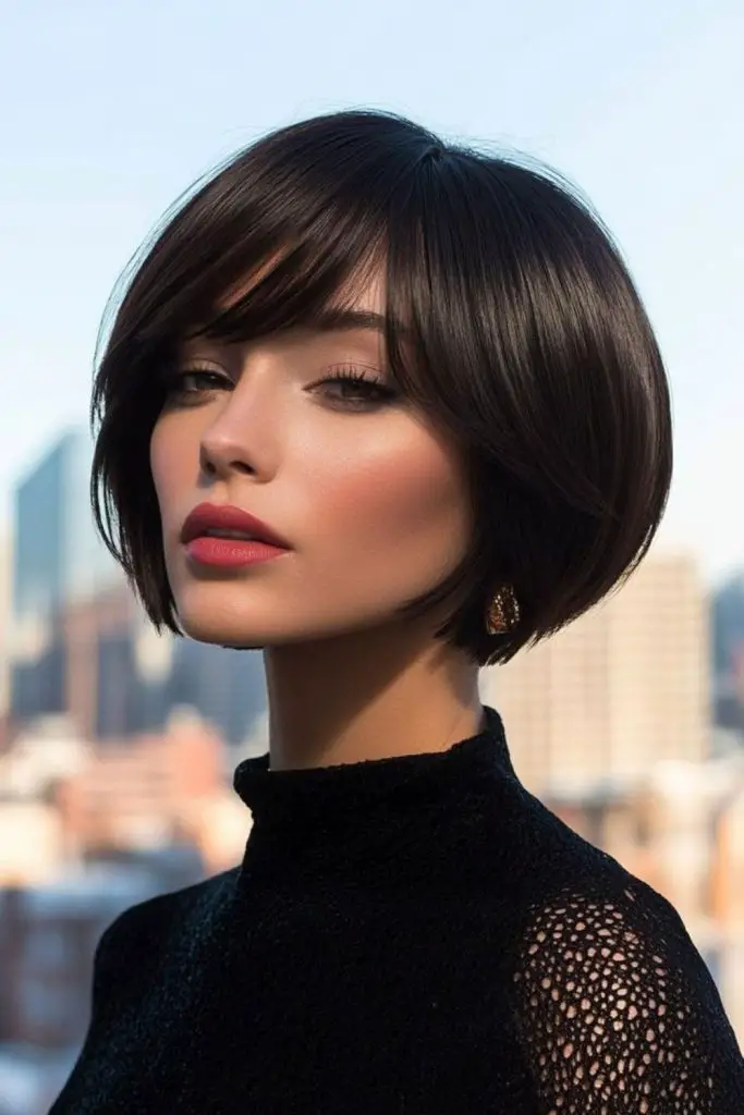 Blunt jaw-length bob for sharp definition.