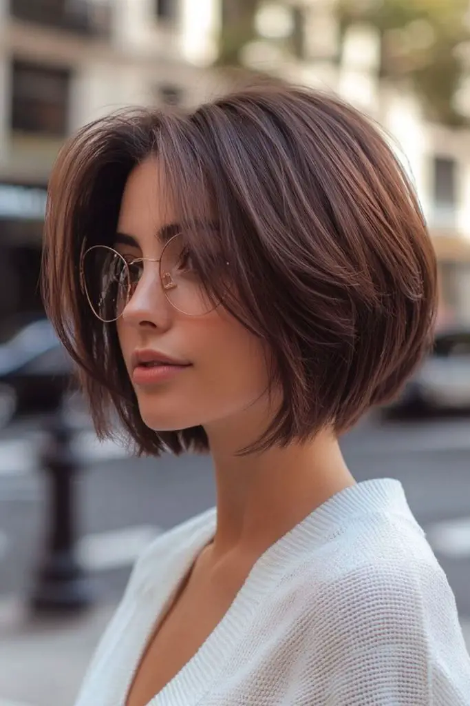 Playful layered bob with flicked tips.
