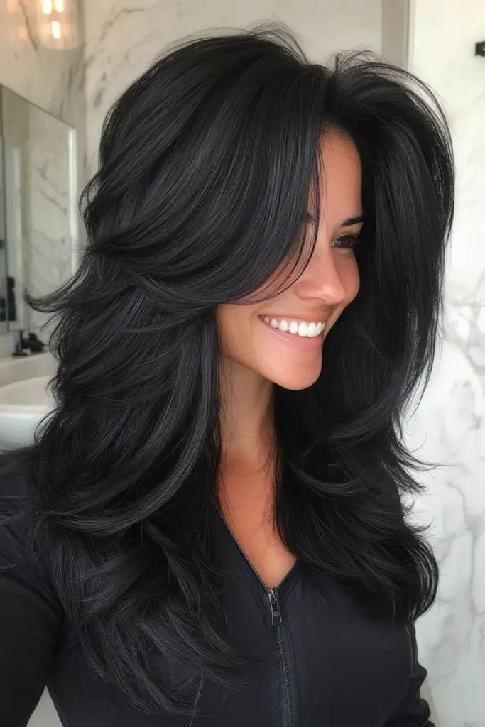 Silky cascading layers with elegant movement.