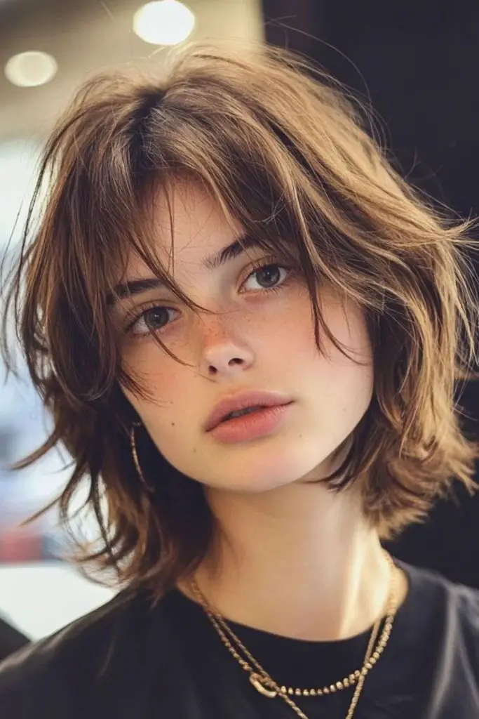 Feathered bob with airy movement.