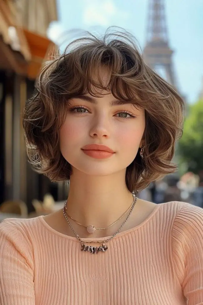 Soft layered French bob with elegance.