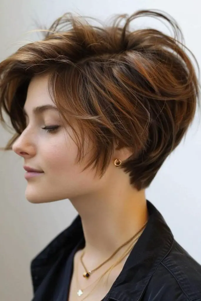 Pixie-inspired bob with textured layers.