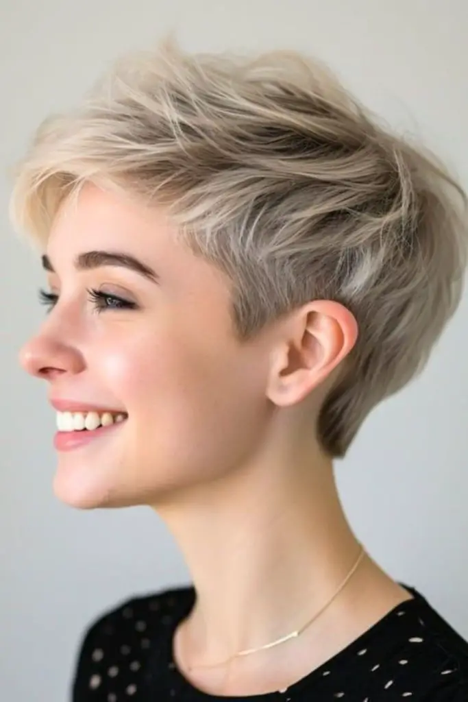 Edgy textured pixie with bold spikes.