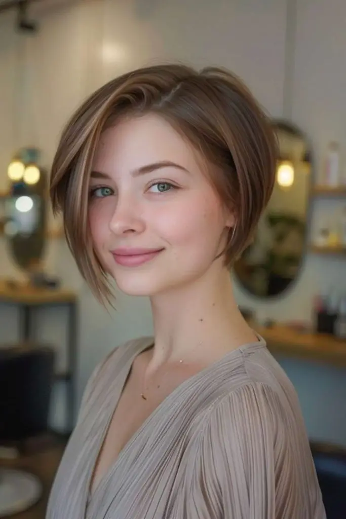 Wispy razor-cut bob with movement.