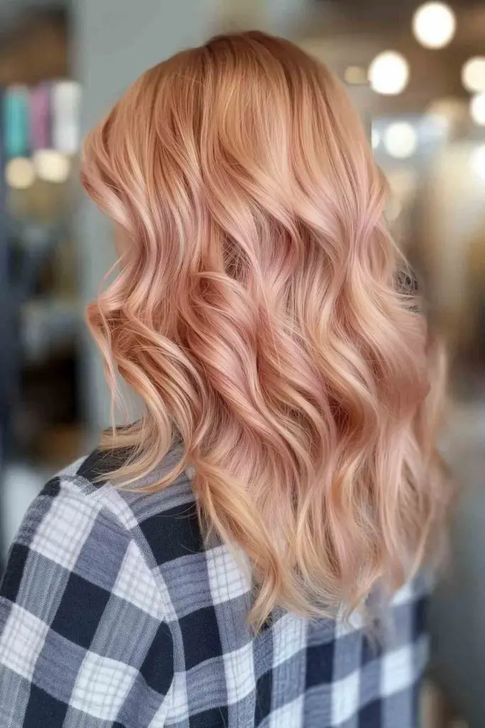 Subtle rose gold waves with shimmer.