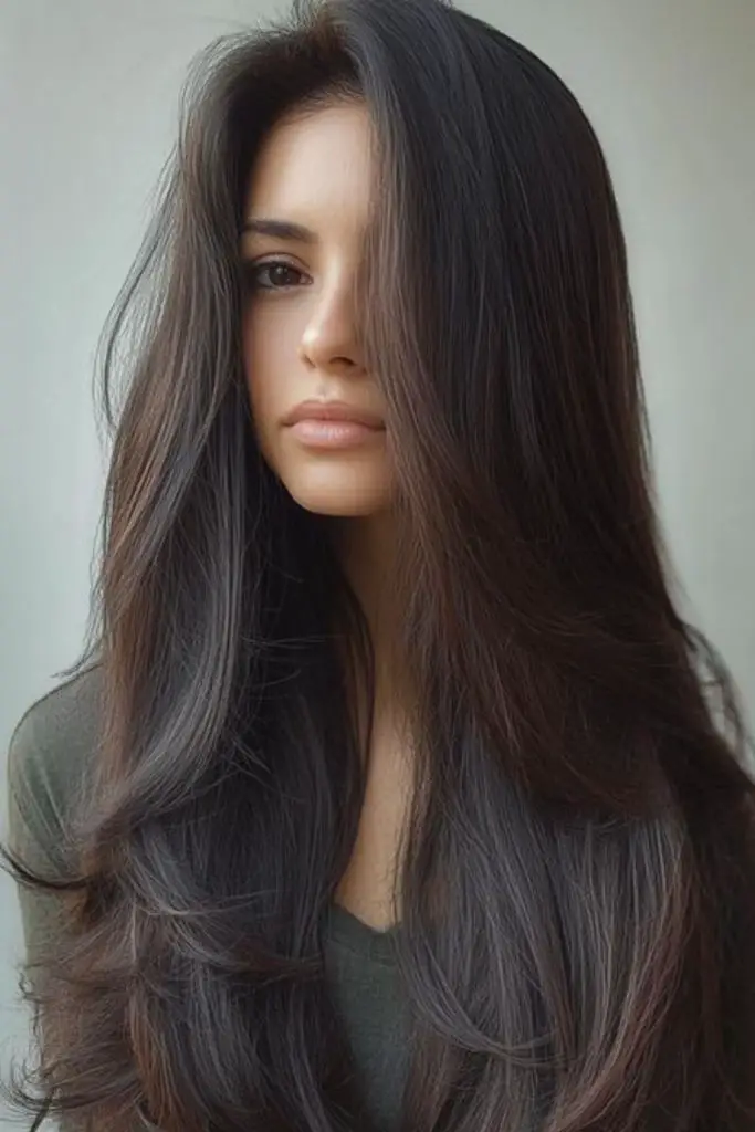 Silky long layers with soft movement.