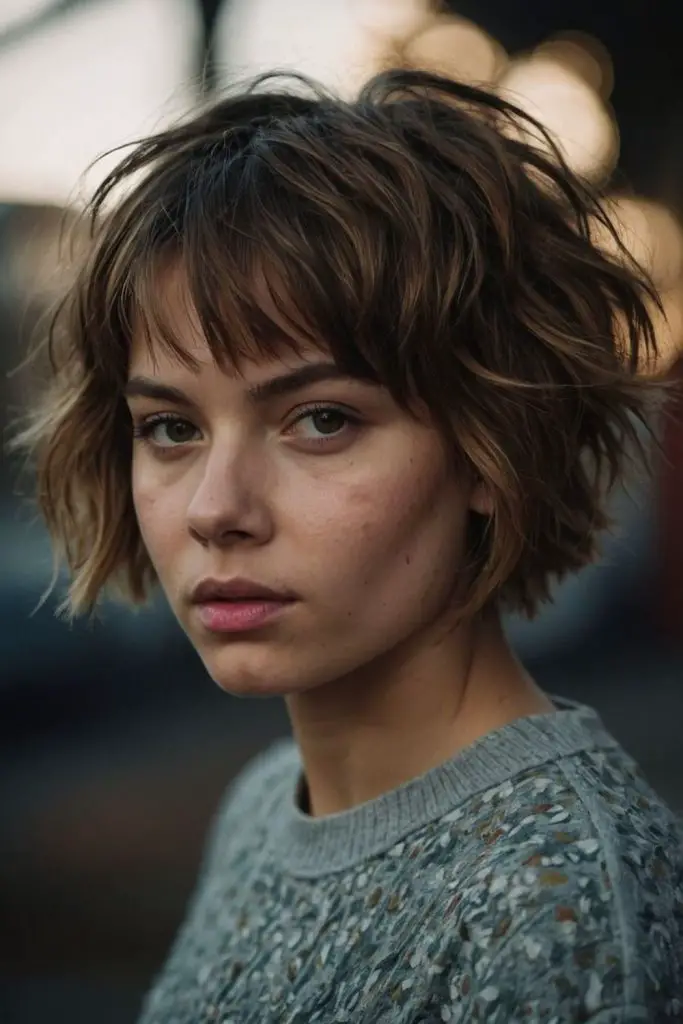 Cropped cut with tapered, flicked layers.