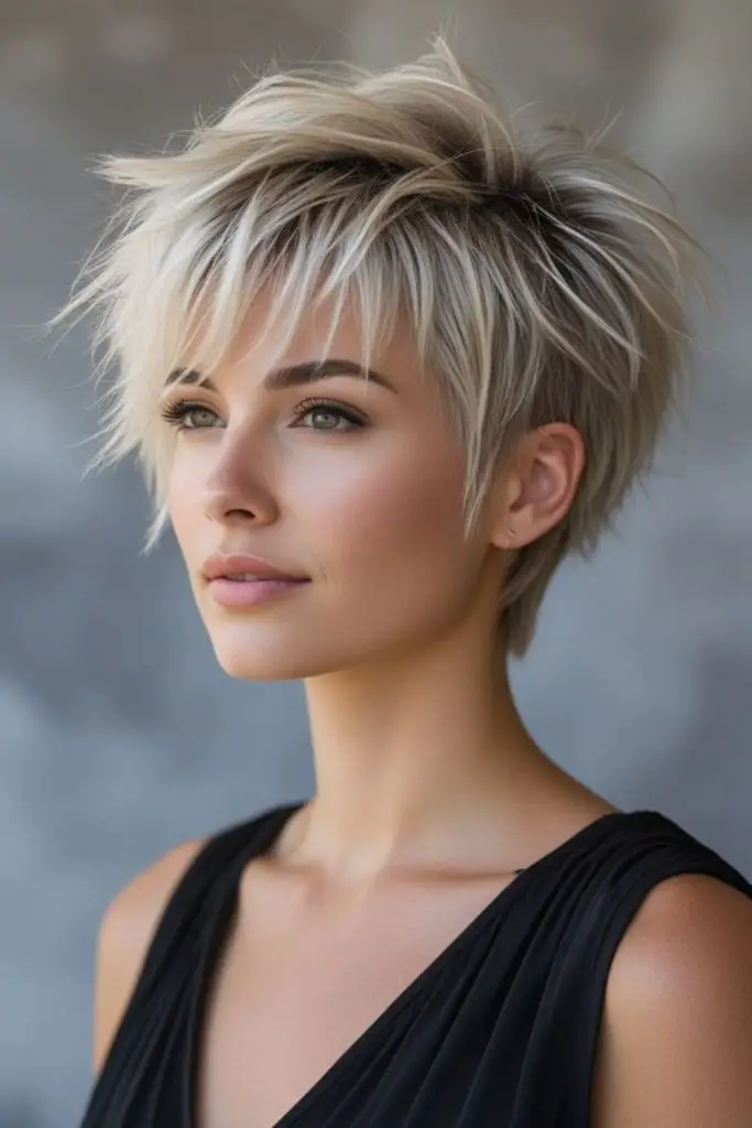 Textured pixie cut with tousled layers.
