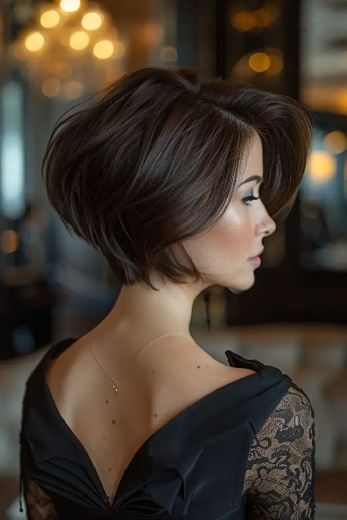 Precision-cut bob with powerful silhouette.
