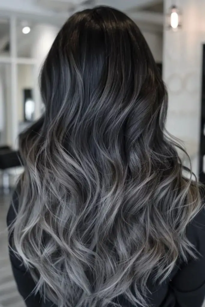 Dusky blonde and gray hair fusion.
