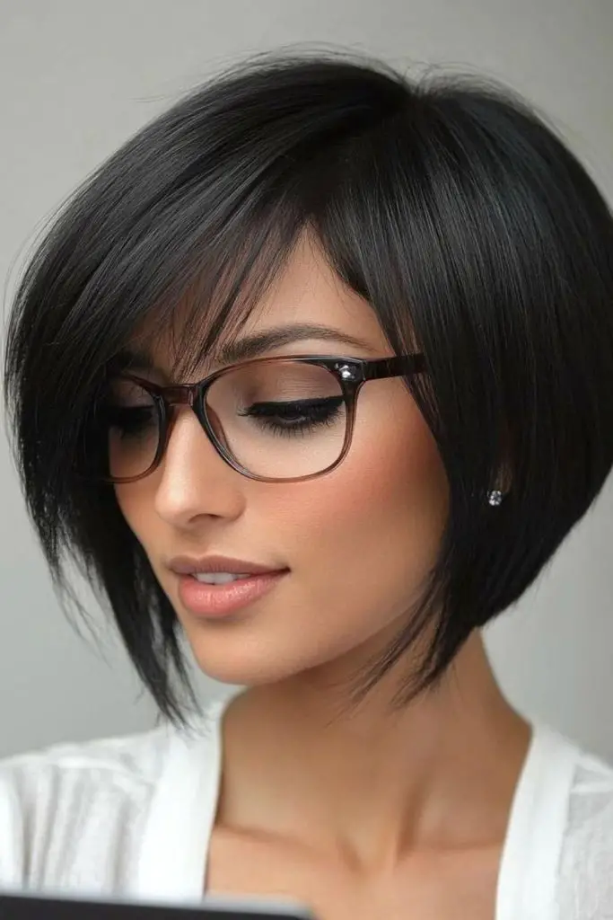 Deep-toned bob with soft layering.