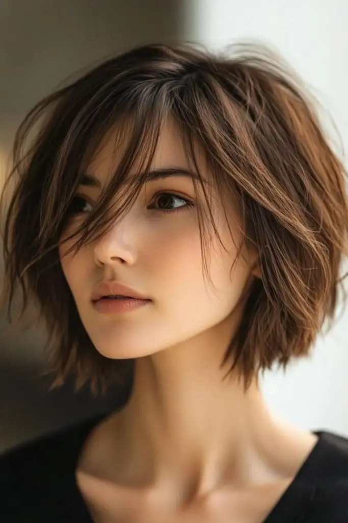 Layered bob with organized messy texture.