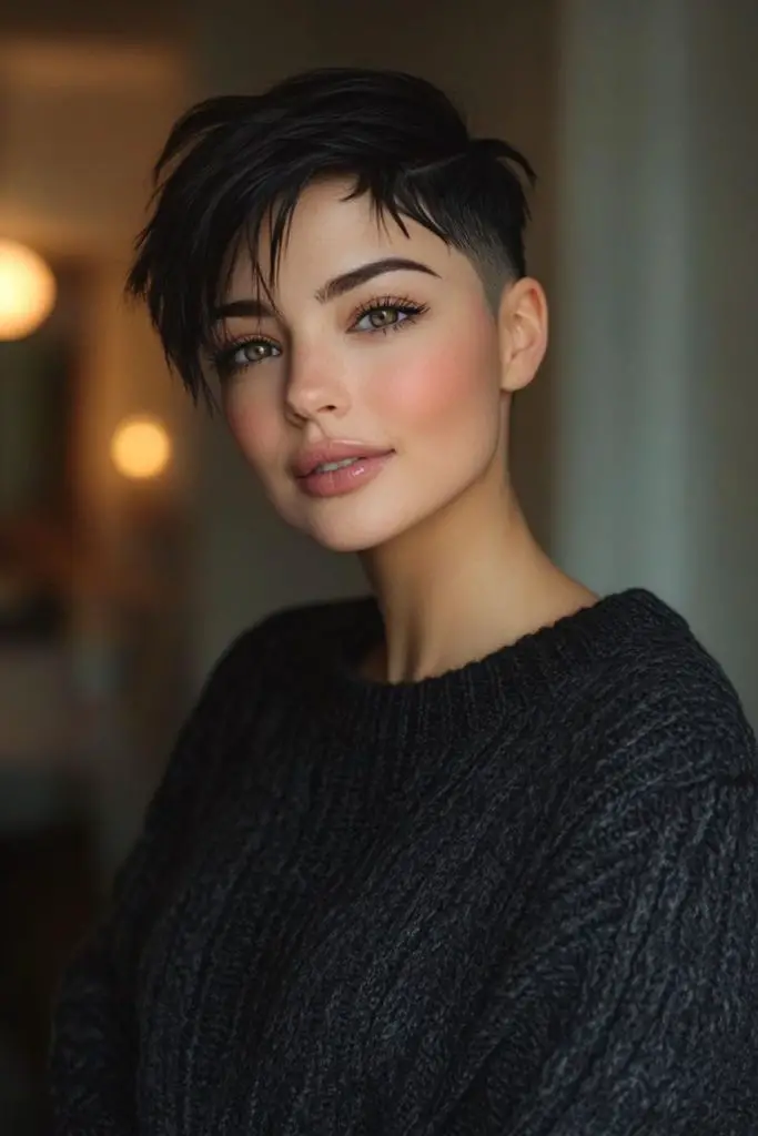 Bold undercut with tousled top.