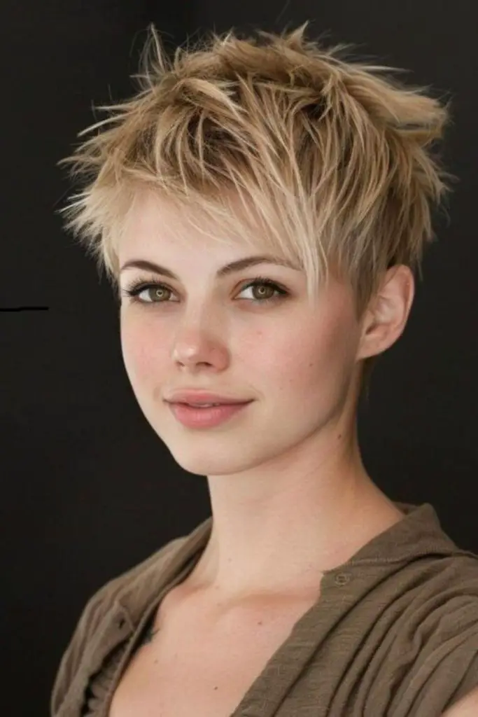 Breezy pixie cut with lifted strands.