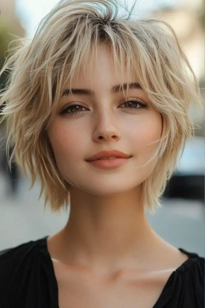 Light, tousled bob with airy volume.