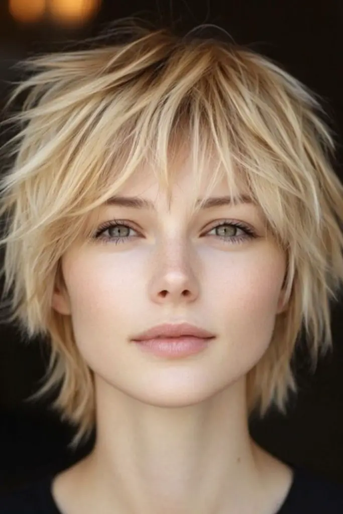 Messy bob with airy, wispy strands.