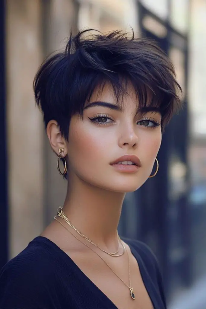Delicate wispy pixie with soft layers.