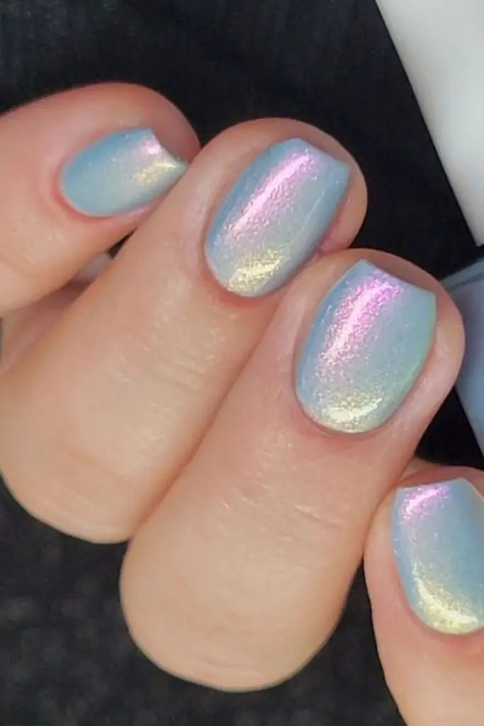 Light blue nails with shimmer glow