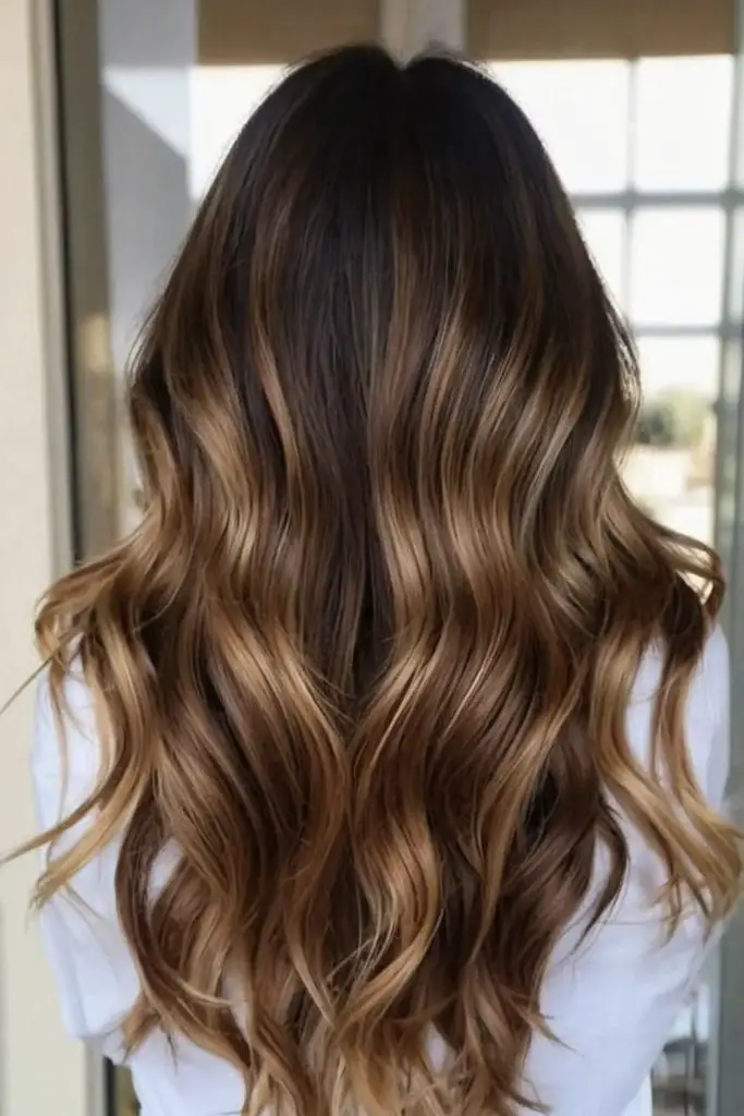 Caramel fog balayage on long locks