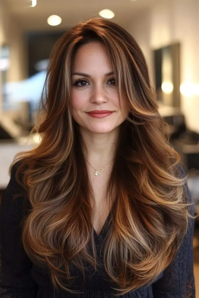 Cocoa hues twist through layered wings.
