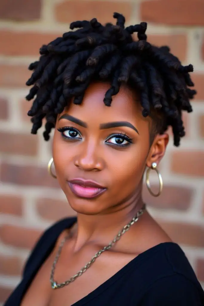 Short dreads with sharp undercut.